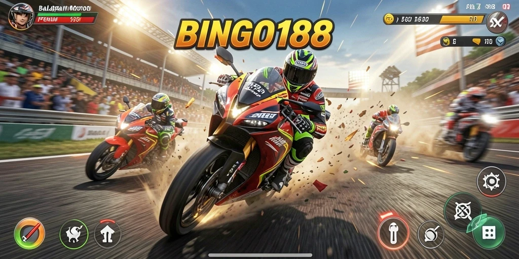 Tampilan menarik dalam gameplay balapan motor BINGO188.
