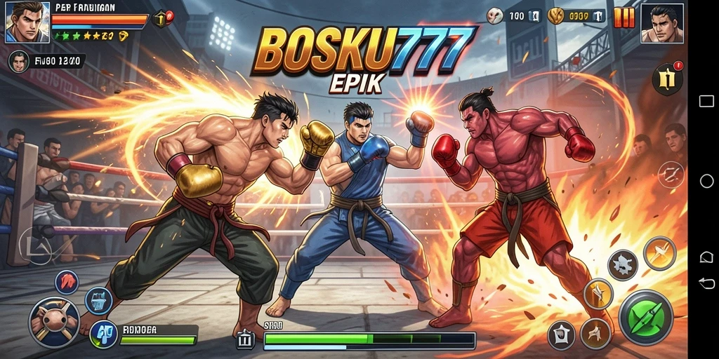 Tampilan gameplay BOSKU777 yang seru dalam pertarungan Fighting.