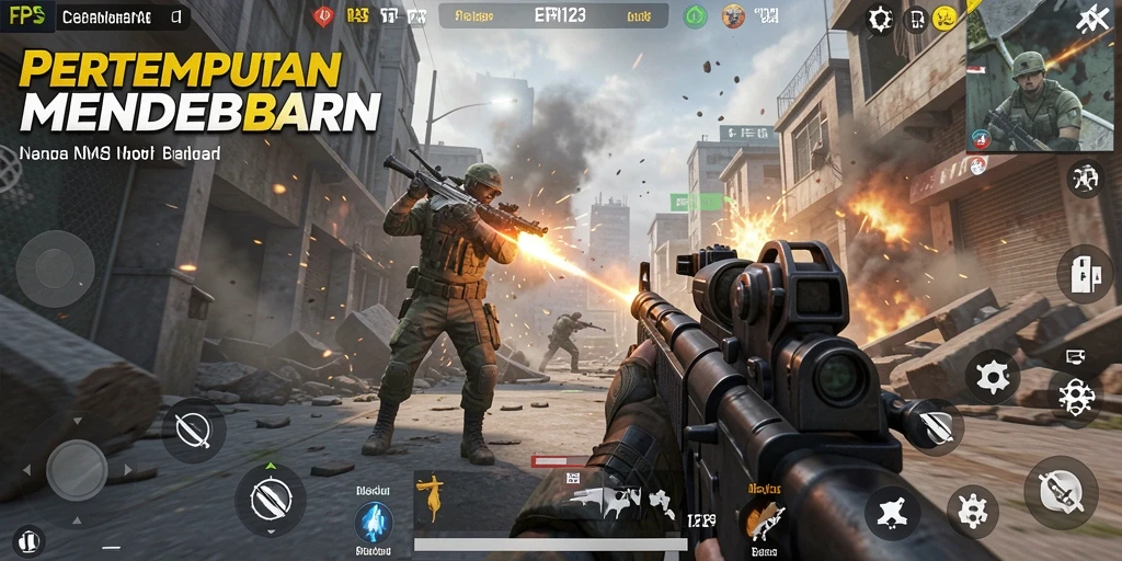 Screenshot gameplay CERI123 menampilkan aksi tembak-menembak yang seru.