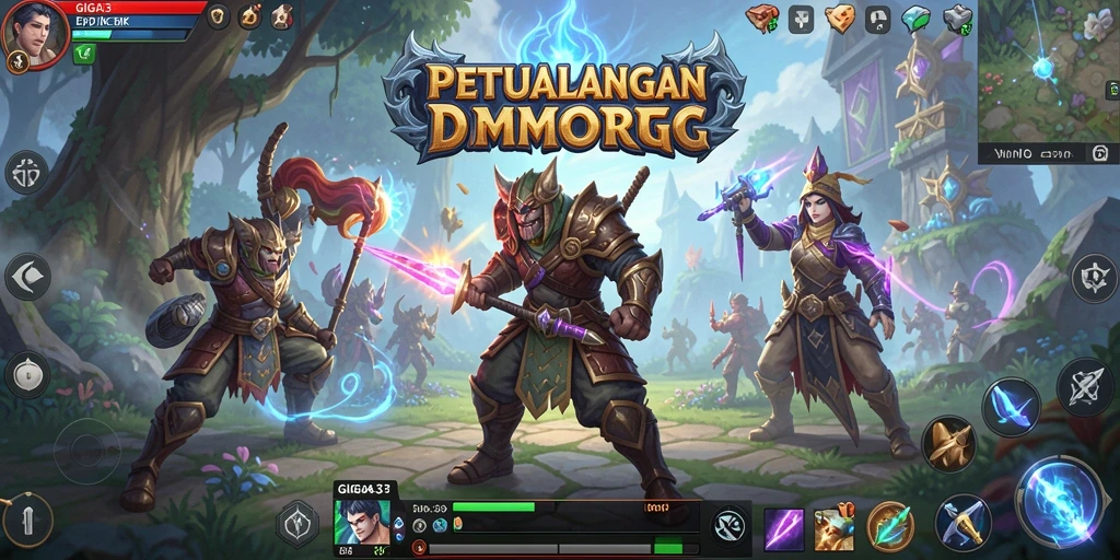 Tampilan menarik dari gameplay GIGA33 yang menampilkan dunia MMORPG.