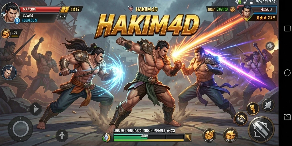 Gambar gameplay menampilkan aksi pertarungan intens di HAKIM4D.