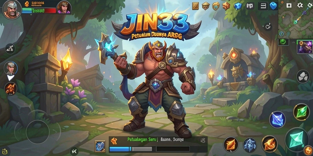 Screenshot gameplay <strong>JIN33</strong> yang menunjukkan pertarungan seru dan karakter unik.
