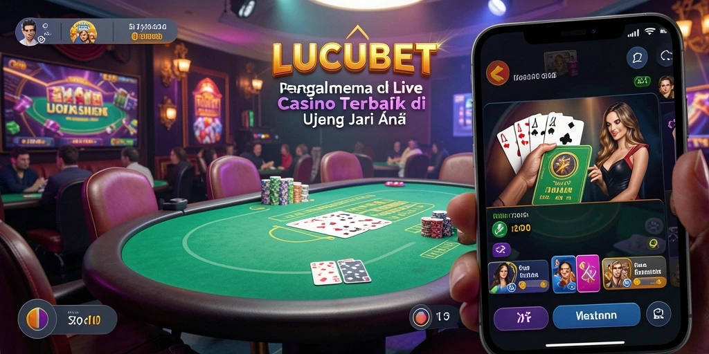 Screenshot gameplay LUCUBET menunjukkan dealer langsung dan permainan yang seru.