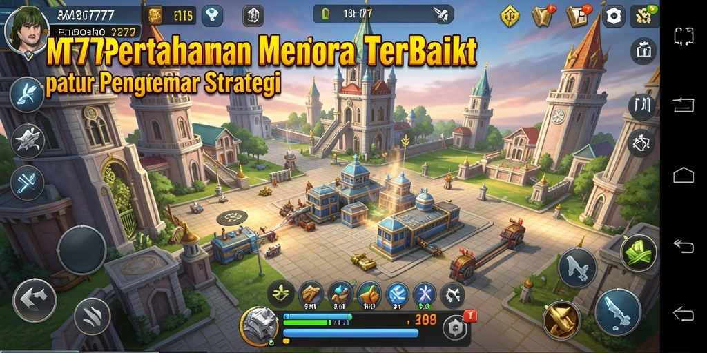 Screenshot gameplay MT777 menampilkan serangan menara yang epik.