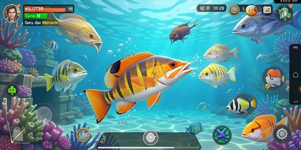 Screenshot utama menampilkan gameplay seru Tembak Ikan di SLOT39.