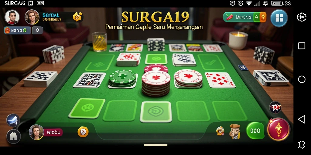 Screenshot gameplay SURGA19 dengan suasana permainan Gaple yang menarik.