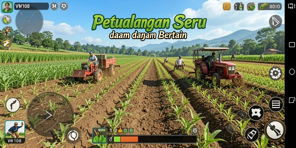 Gambaran mendebarkan dari gameplay bertani di VW108.